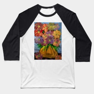 Some abstract flowers with some gold metallic paint mixed in to make a cool effect . Baseball T-Shirt